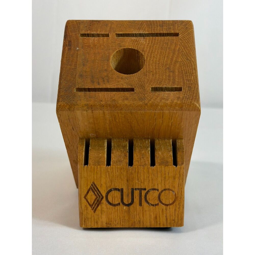 Cutco Homemaker Solid Honey Oak Wood 10-Slot Knife Block Made In USA Kitchen